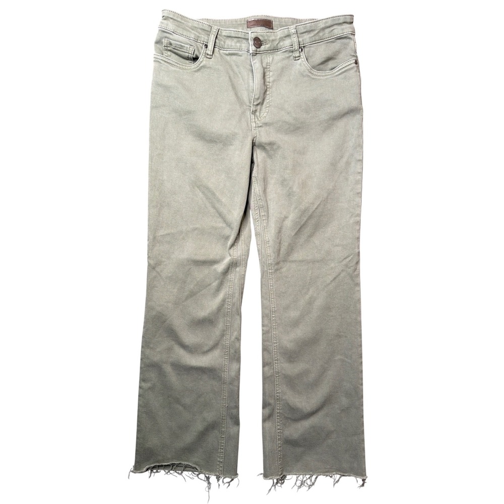 KUT from the Kloth Jeans Womens 8 Kelsey Fab Ab Ankle Flare Green Raw Hem